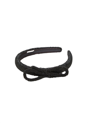 Bow slim beaded hairbrace Sort Becksøndergaard 